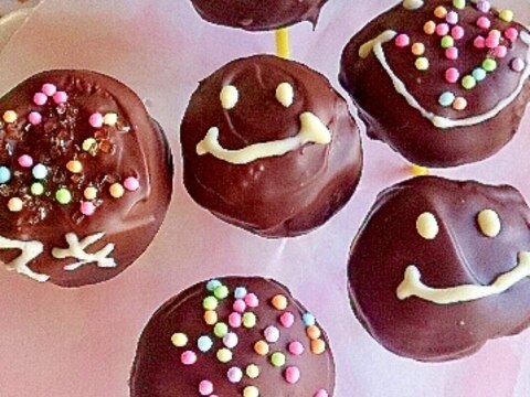 バレンタイン幼稚園児とホットケーキでケーキポップス